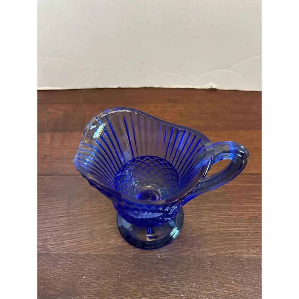 Vintage AVON Cobalt Blue Small Glass Pitcher Old Mount Vernon‎ Fridgescaping